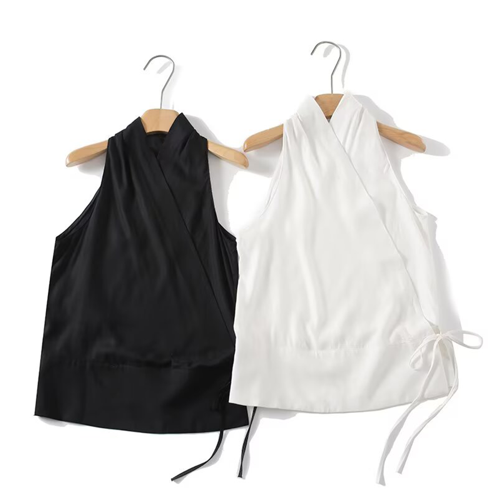 Women's lace up decorative sleeveless top