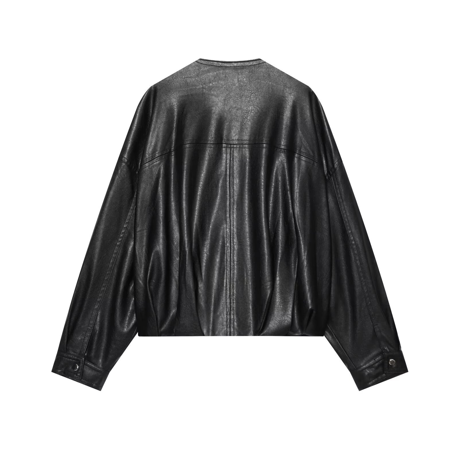 Women's Leather Effect Puff Sleeve Pilot Jacket Coat