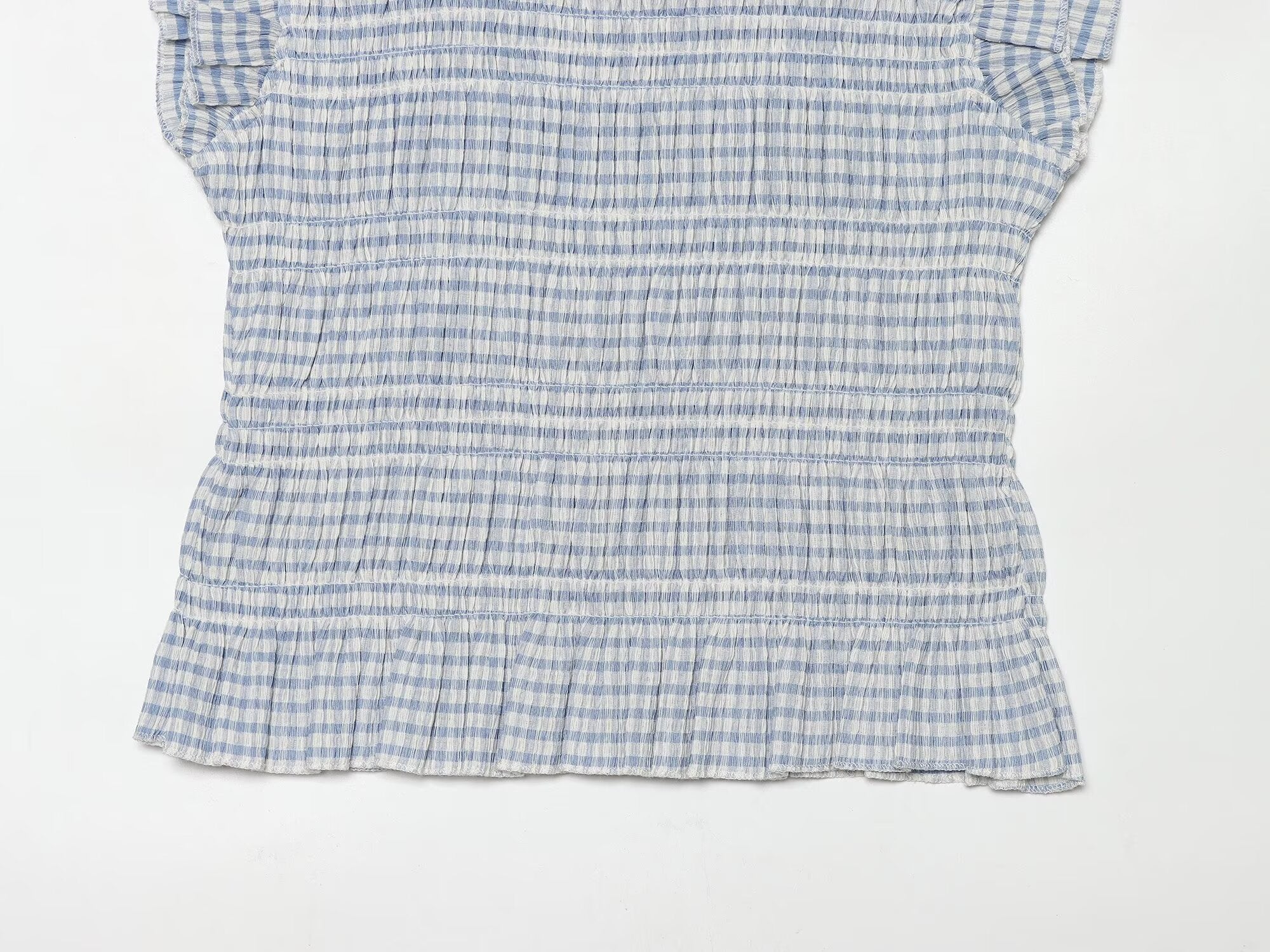 Women's short honeycomb plaid top
