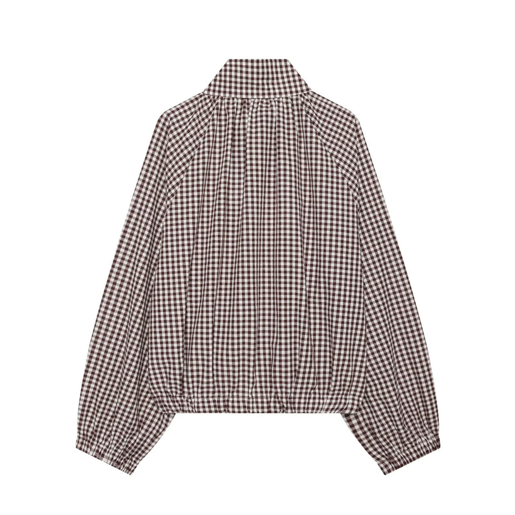 Women's with drawstring casual plaid Coat