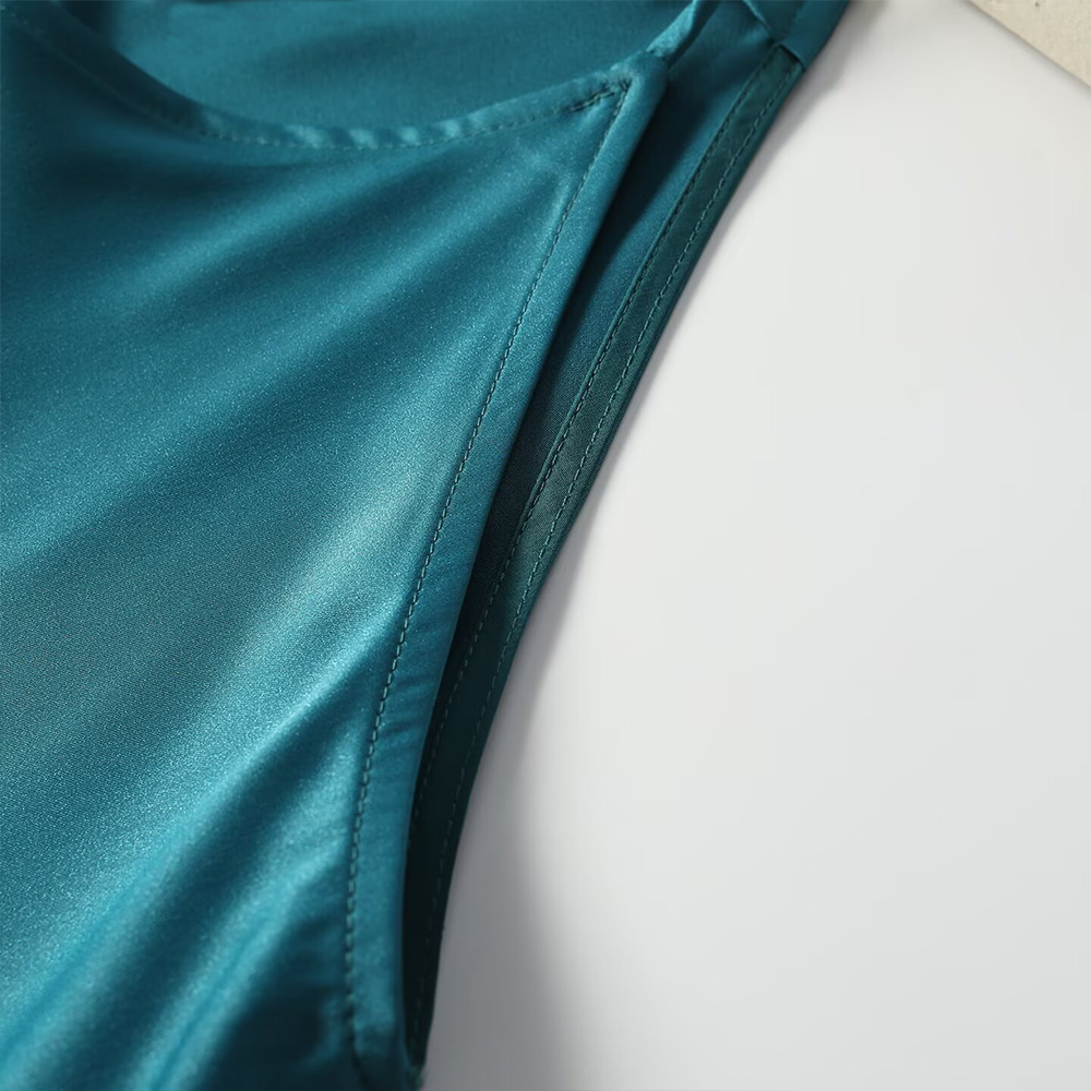 Women's vacation style satin suspender dress