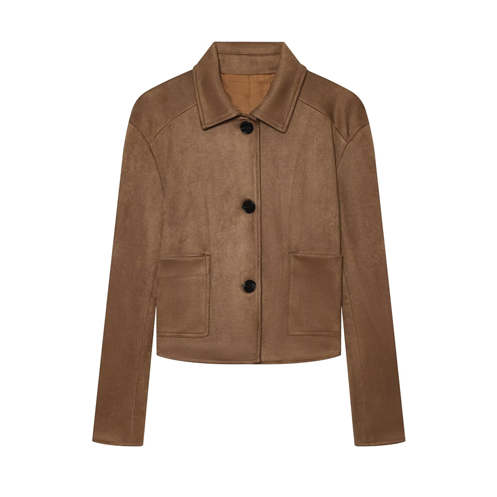 Women's suede lapel breasted short Coat