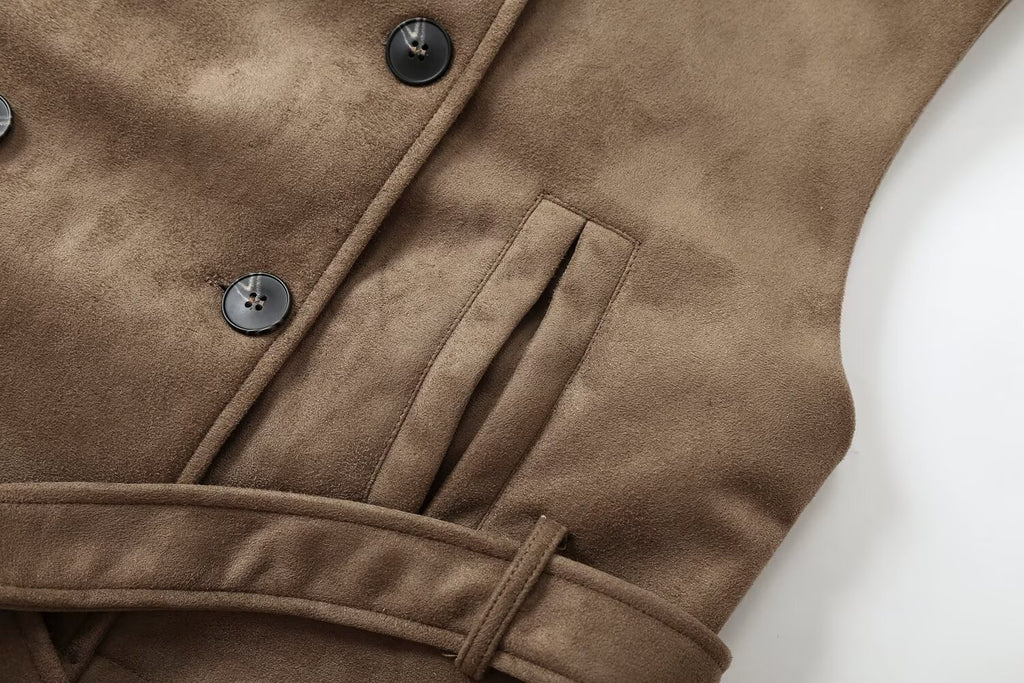 Women's Anti suede effect double breasted vest