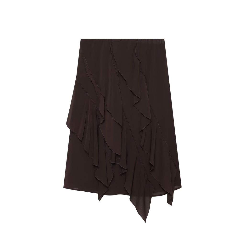 Women's ruffled draped Midi skirt