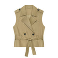Women's with belt casual double breasted vest