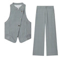 suit Women's 2 pieces sleeveless striped vest+Pants