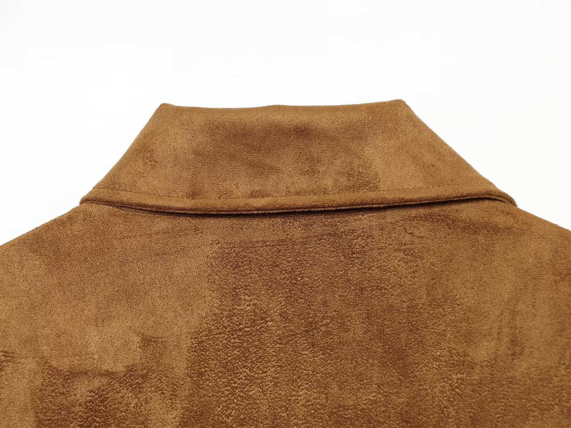 Women's retro suede textured stand collar jacket