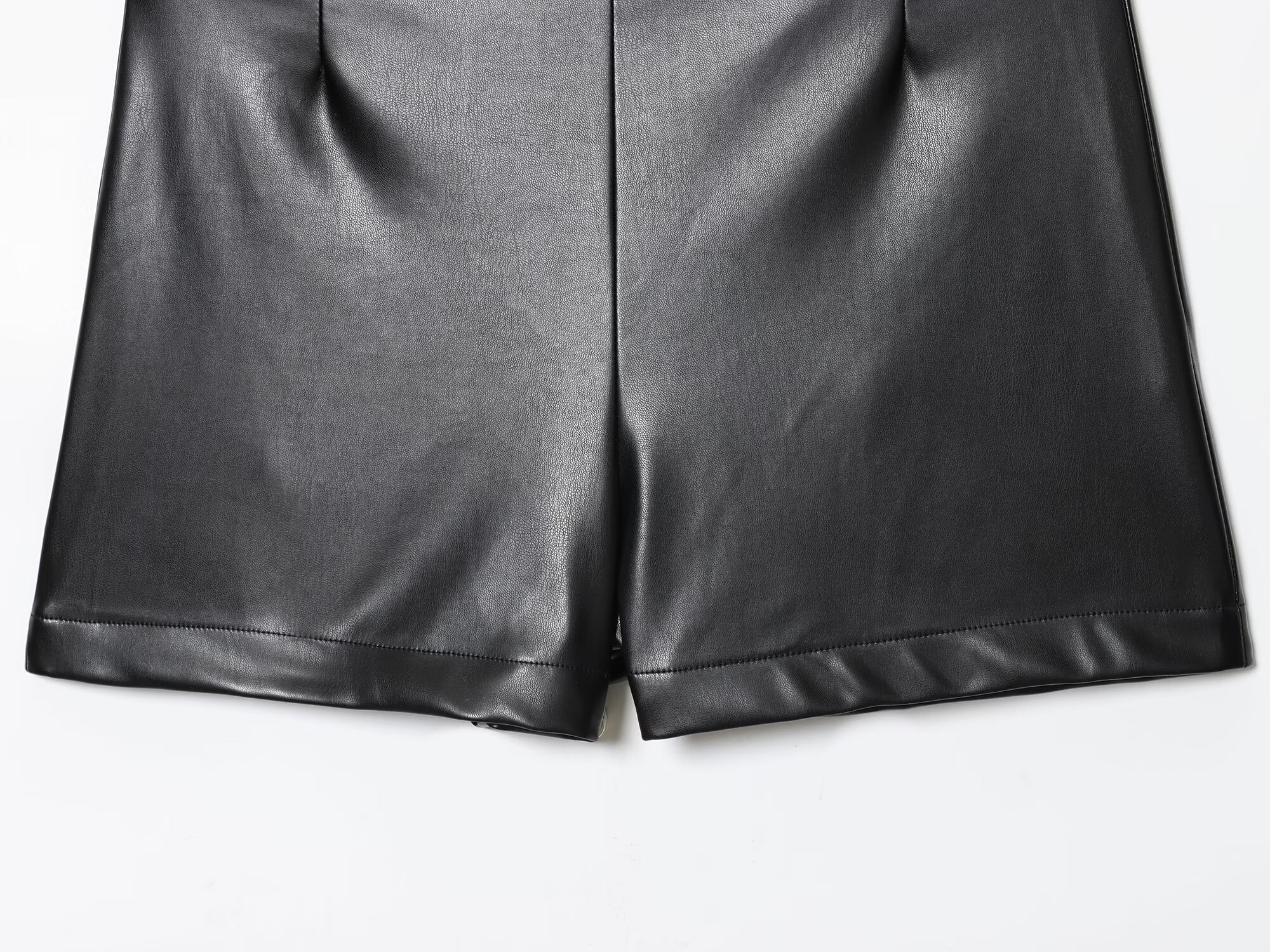 Women's casual faux leather high waisted shorts