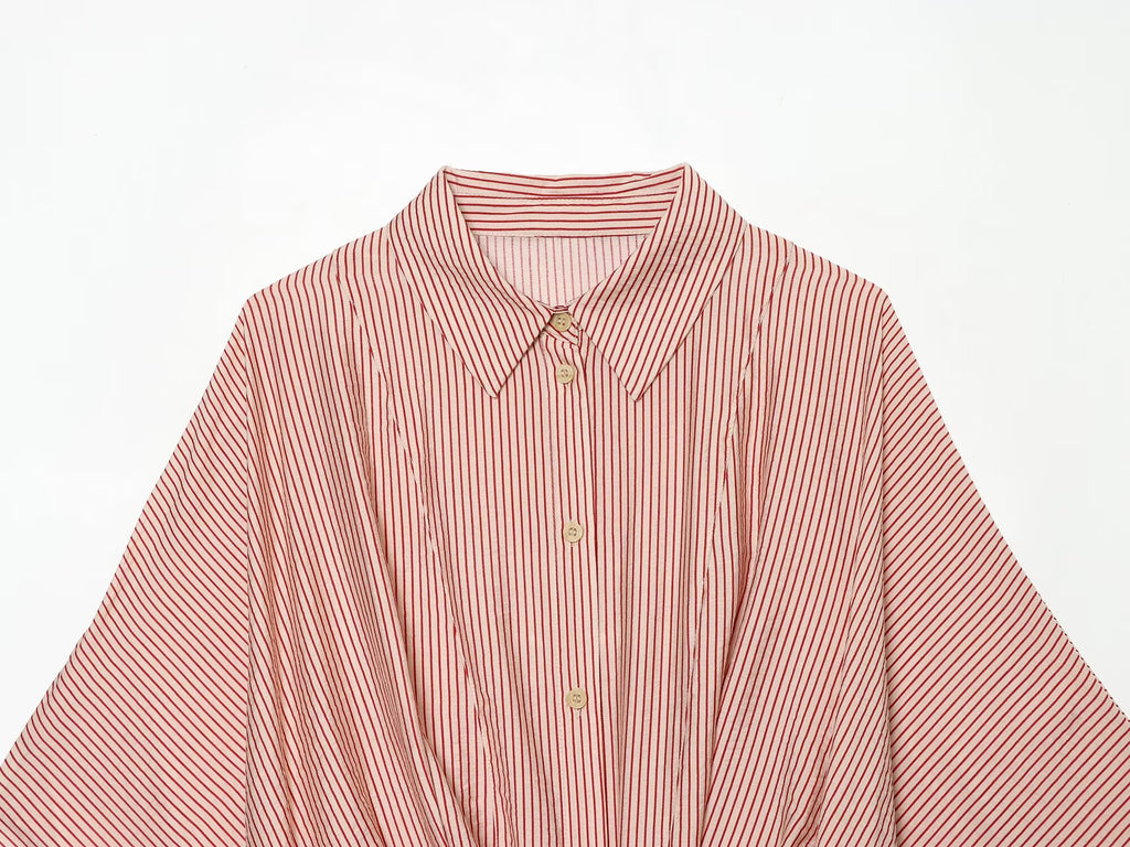 Women's knot decoration striped shirt