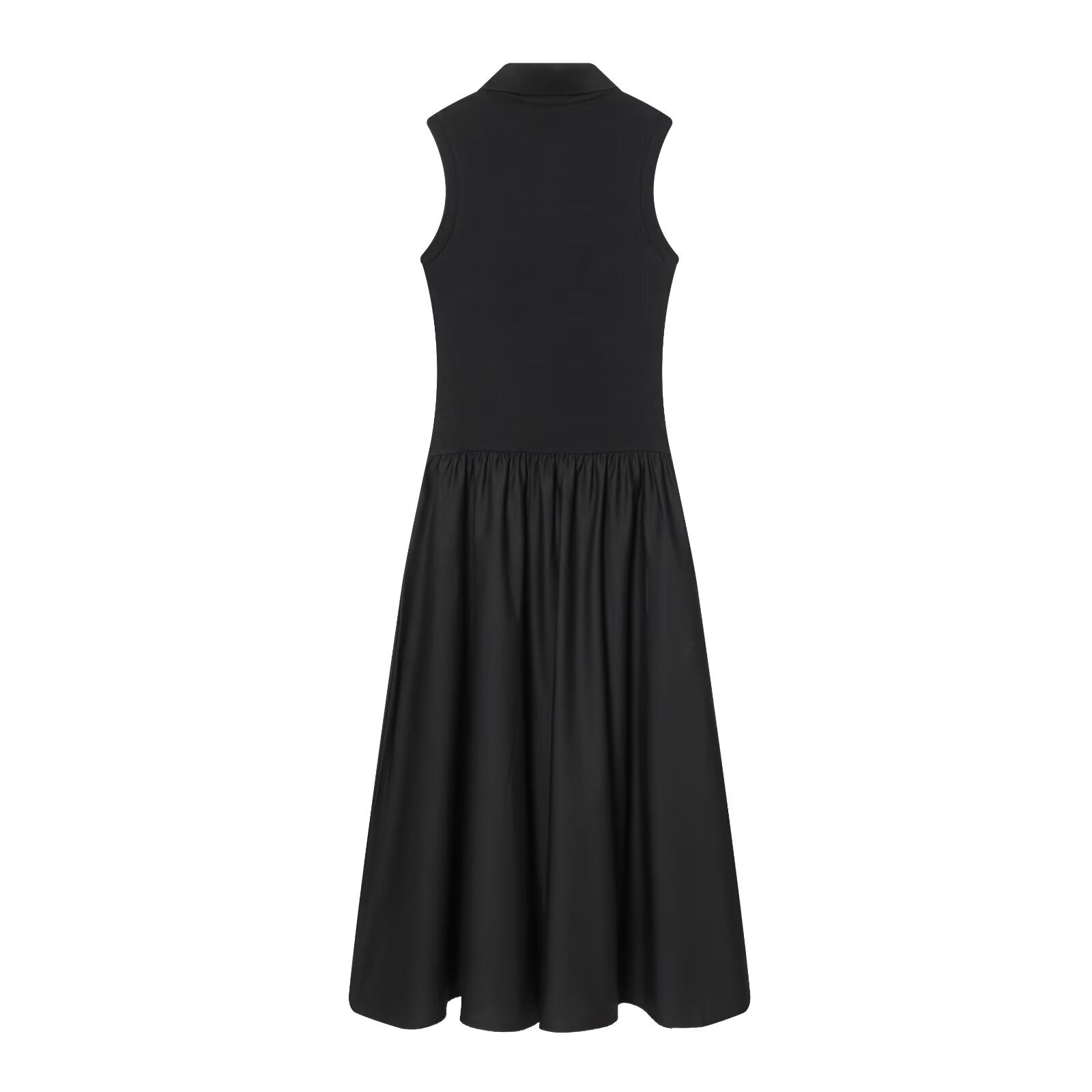 Women's sleeveless Polo collar knit MIDI dress