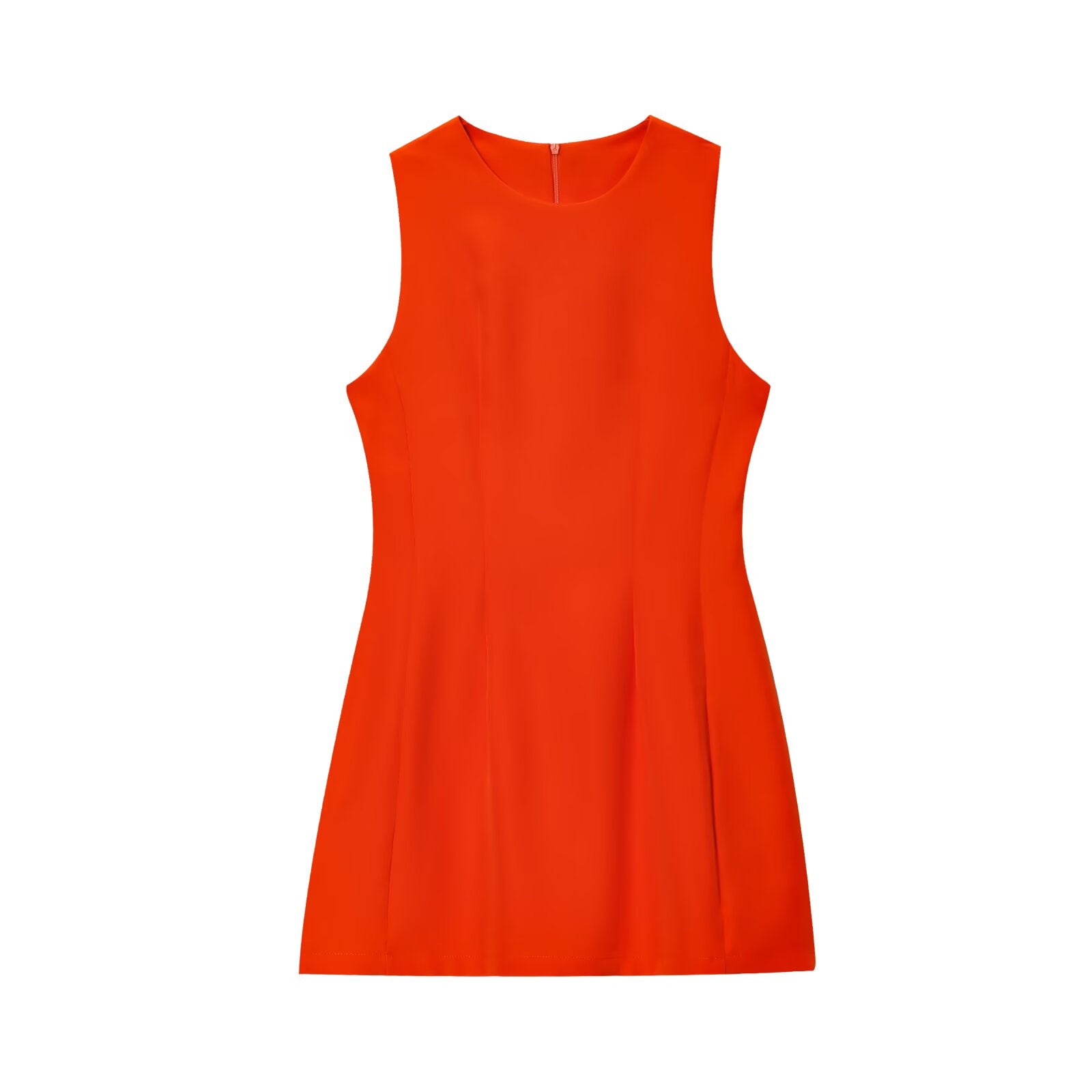 Women's O Neck fluffy sleeveless mini dress