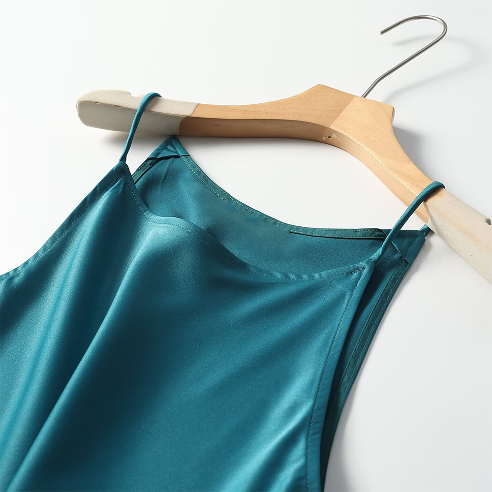 Women's vacation style satin suspender dress