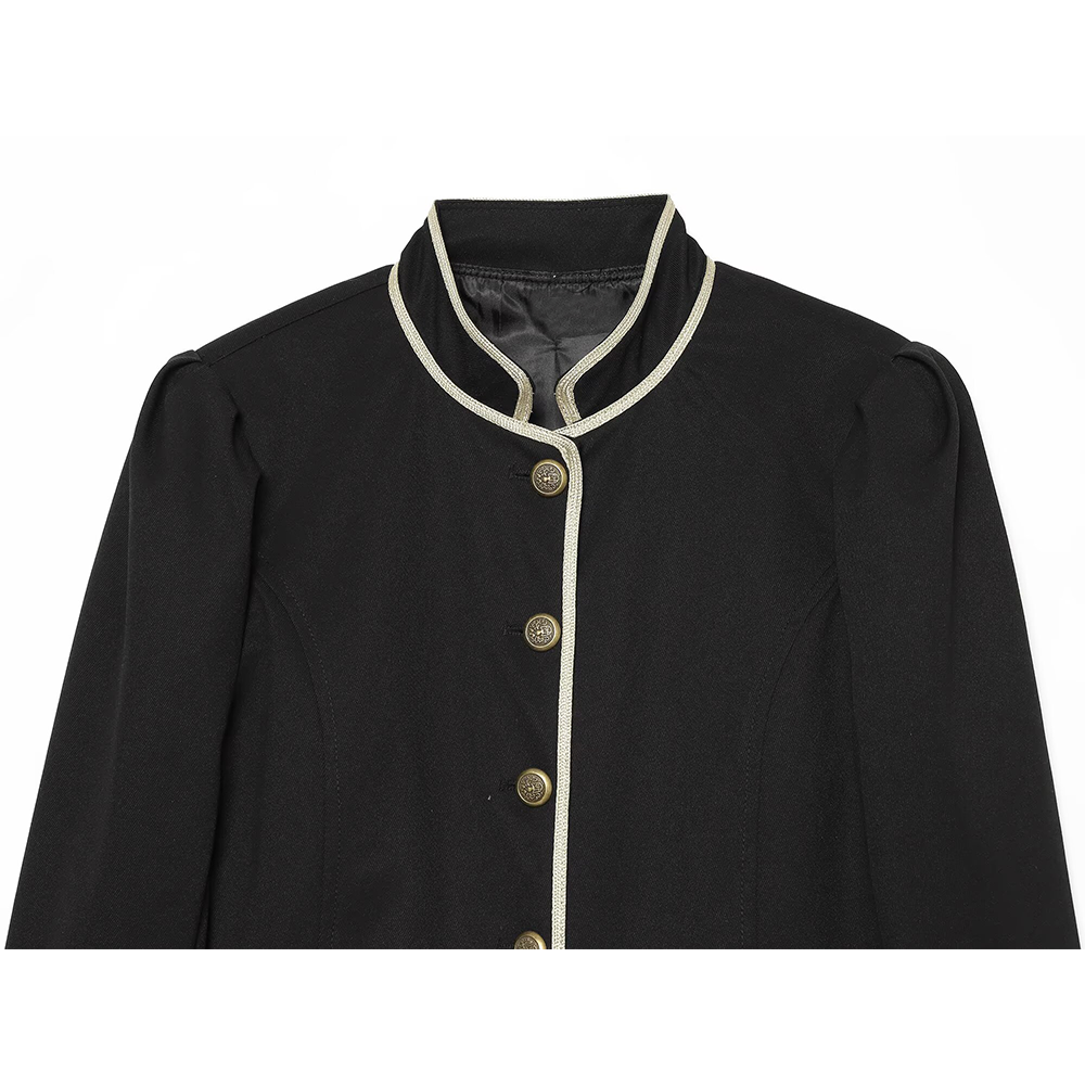 Women's slim contrasting color trimmed Blazer Coat