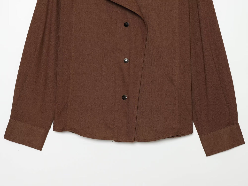 Women's Retro Buckle Long Sleeve Shirt