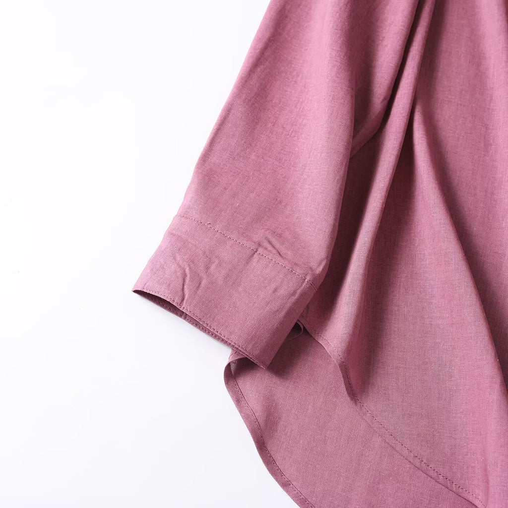 Women's loose linen blended Lapel shirt
