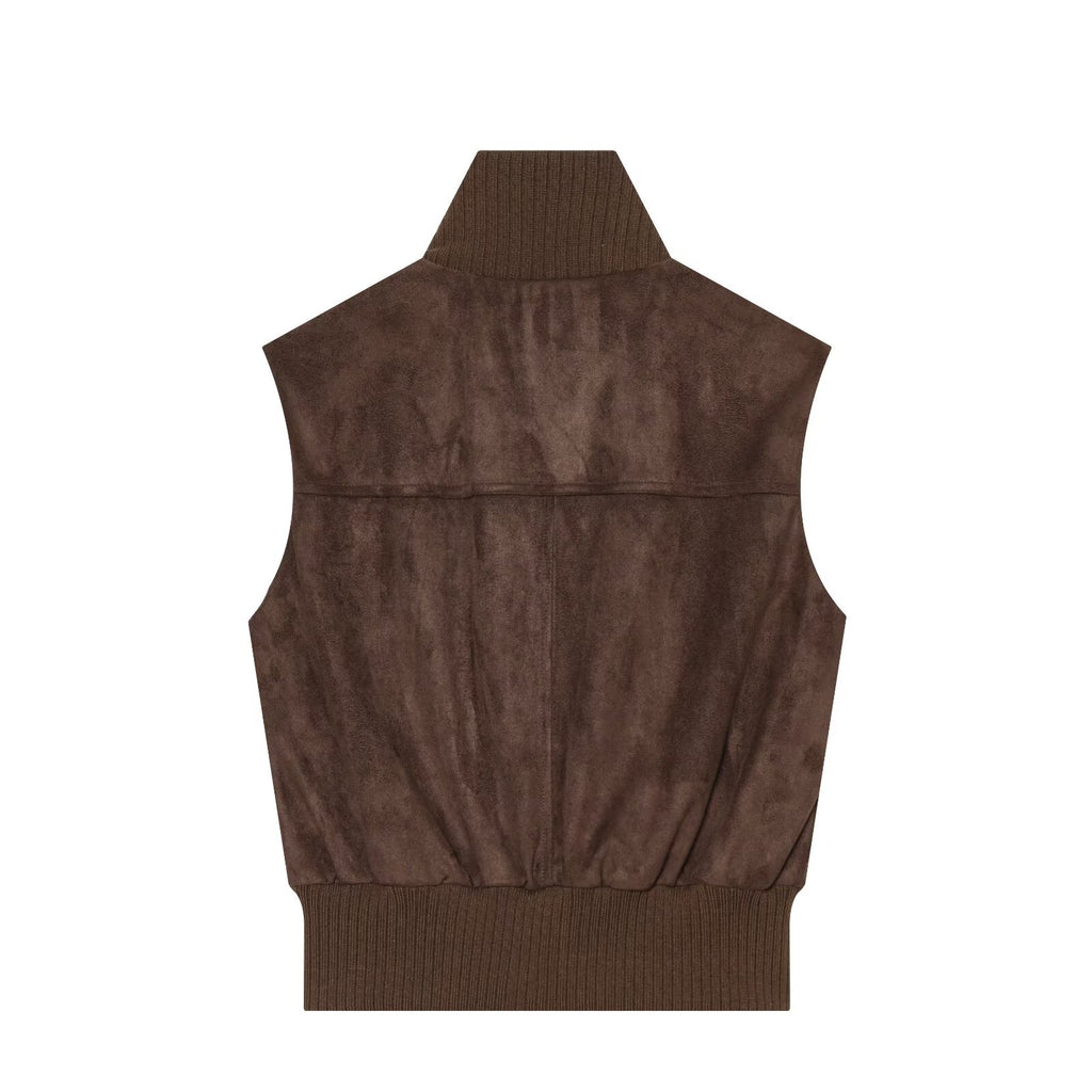 Women's sleeveless suede texture effect vest