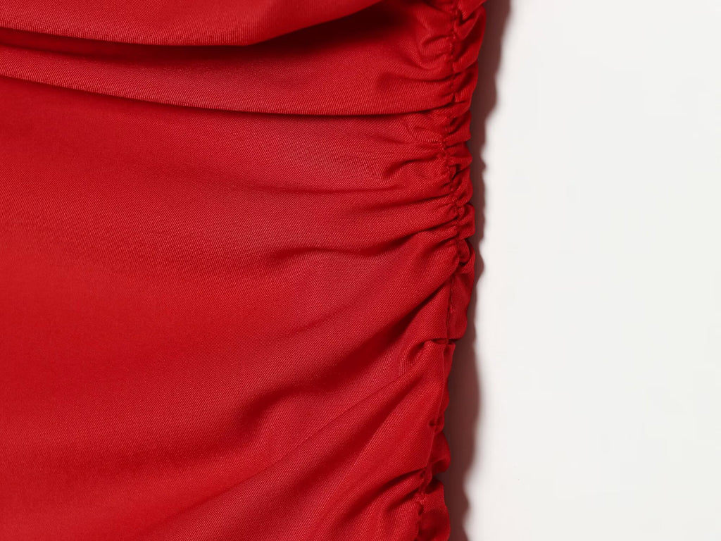 Women's with shoulder pads pleats mini dress