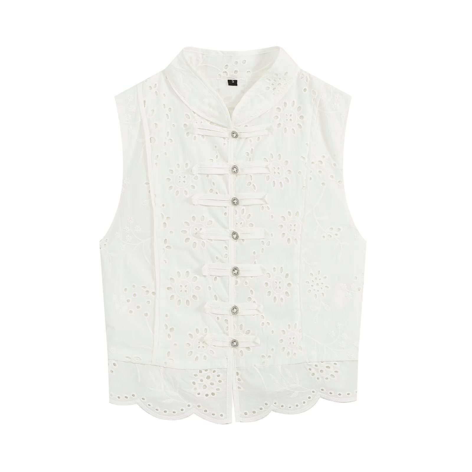 suit Women's 2 pieces artificial jewelry buckle hollow embroidery top+skirt