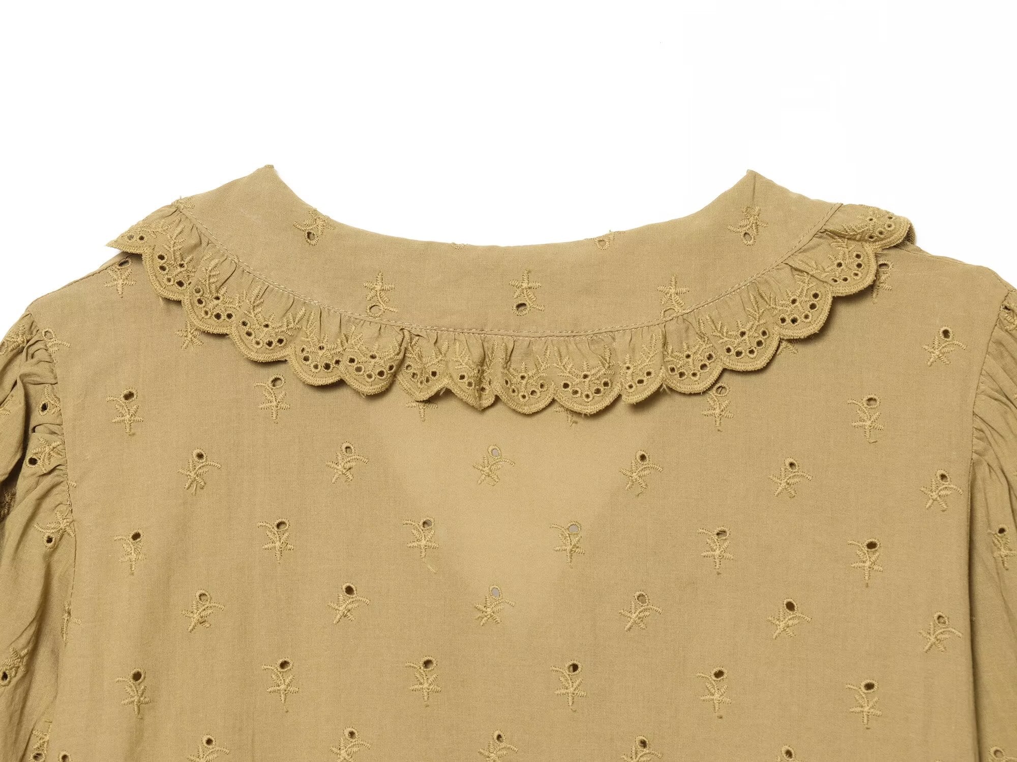 Women's short embroidered lapel shirt