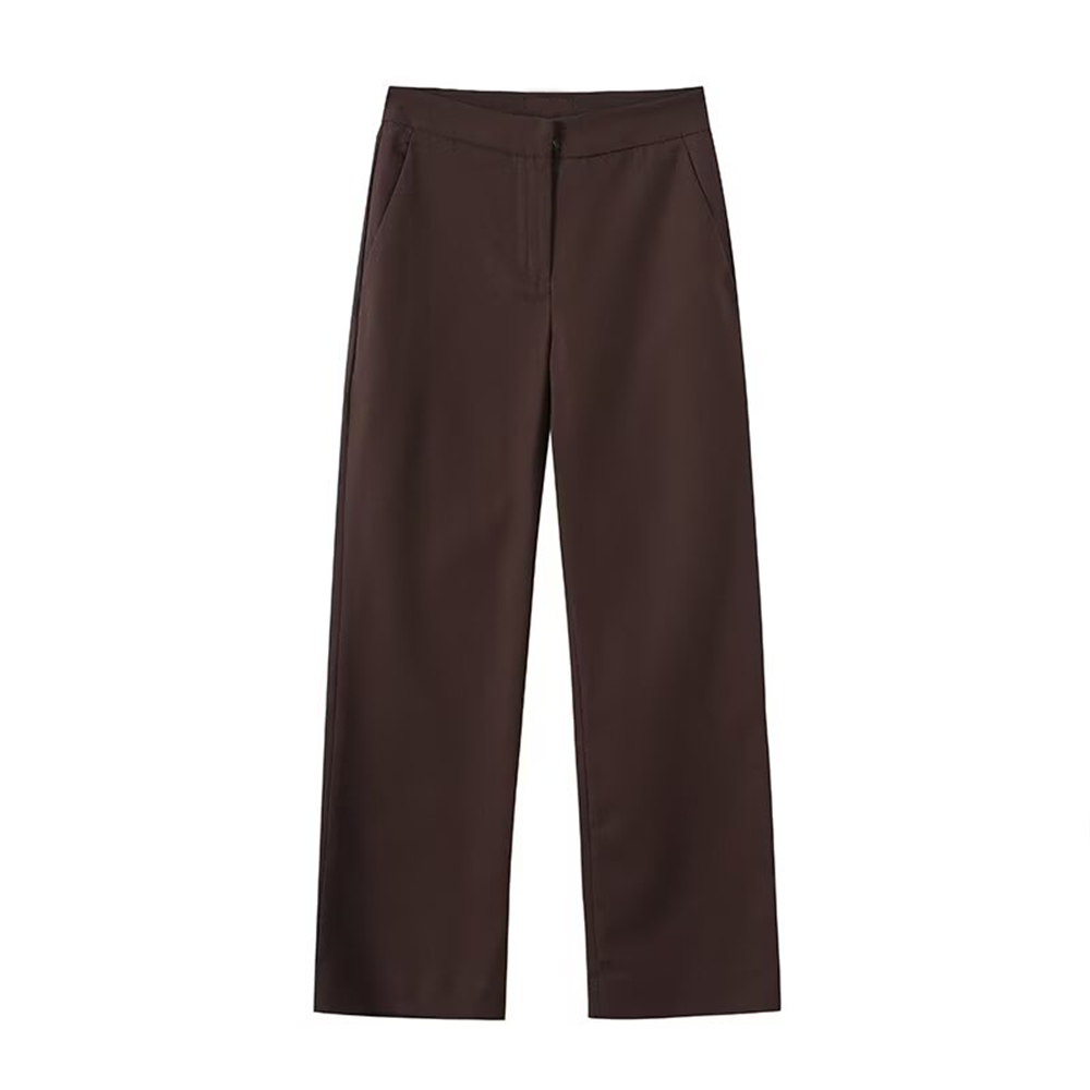 Women's slim versatile linen blend straight pants