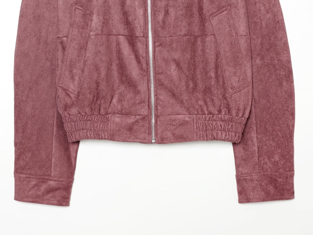Women's standing collar leather effect pilot jacket Coat