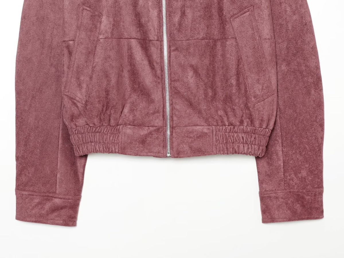 Women's standing collar leather effect pilot jacket Coat