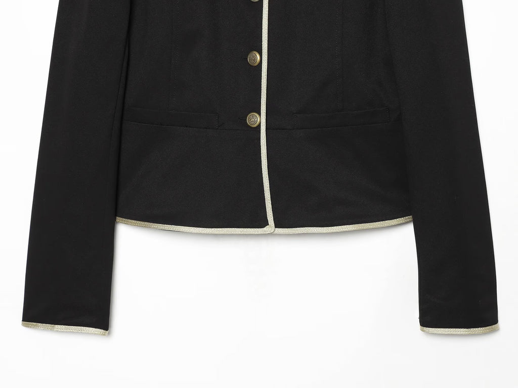 Women's slim contrasting color trimmed Blazer Coat