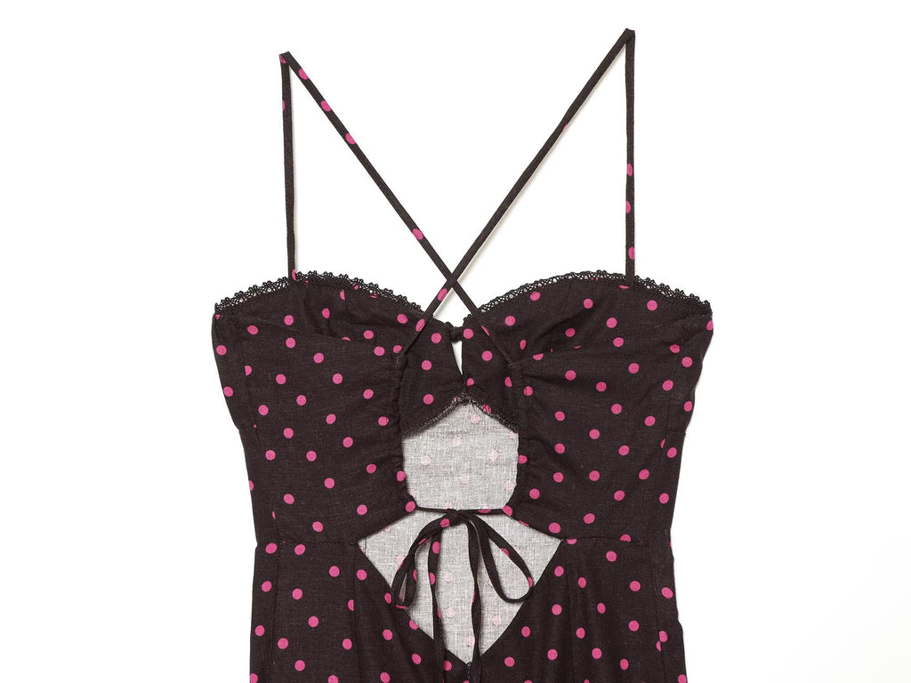 Women's polka dot suspender MIDI dress