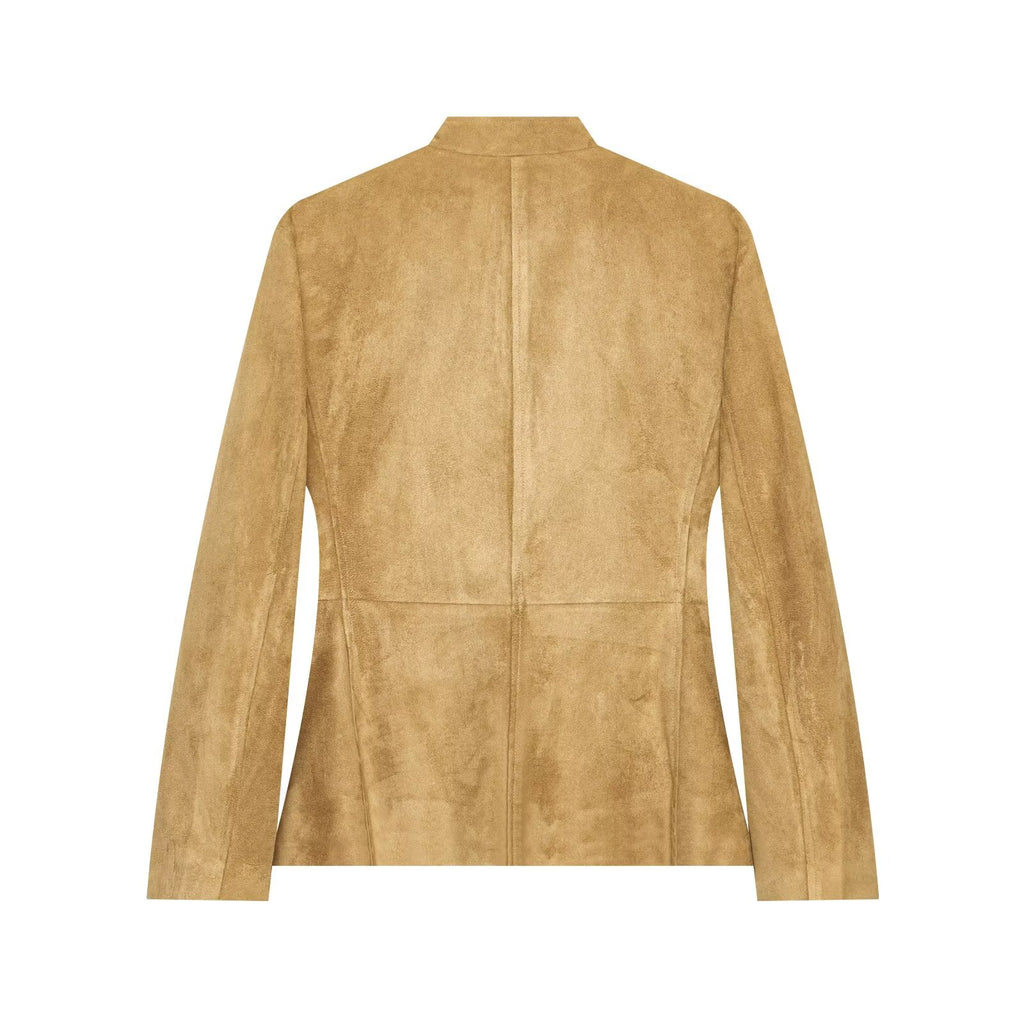 Women's suede textured leather bag buckle jacket Coat
