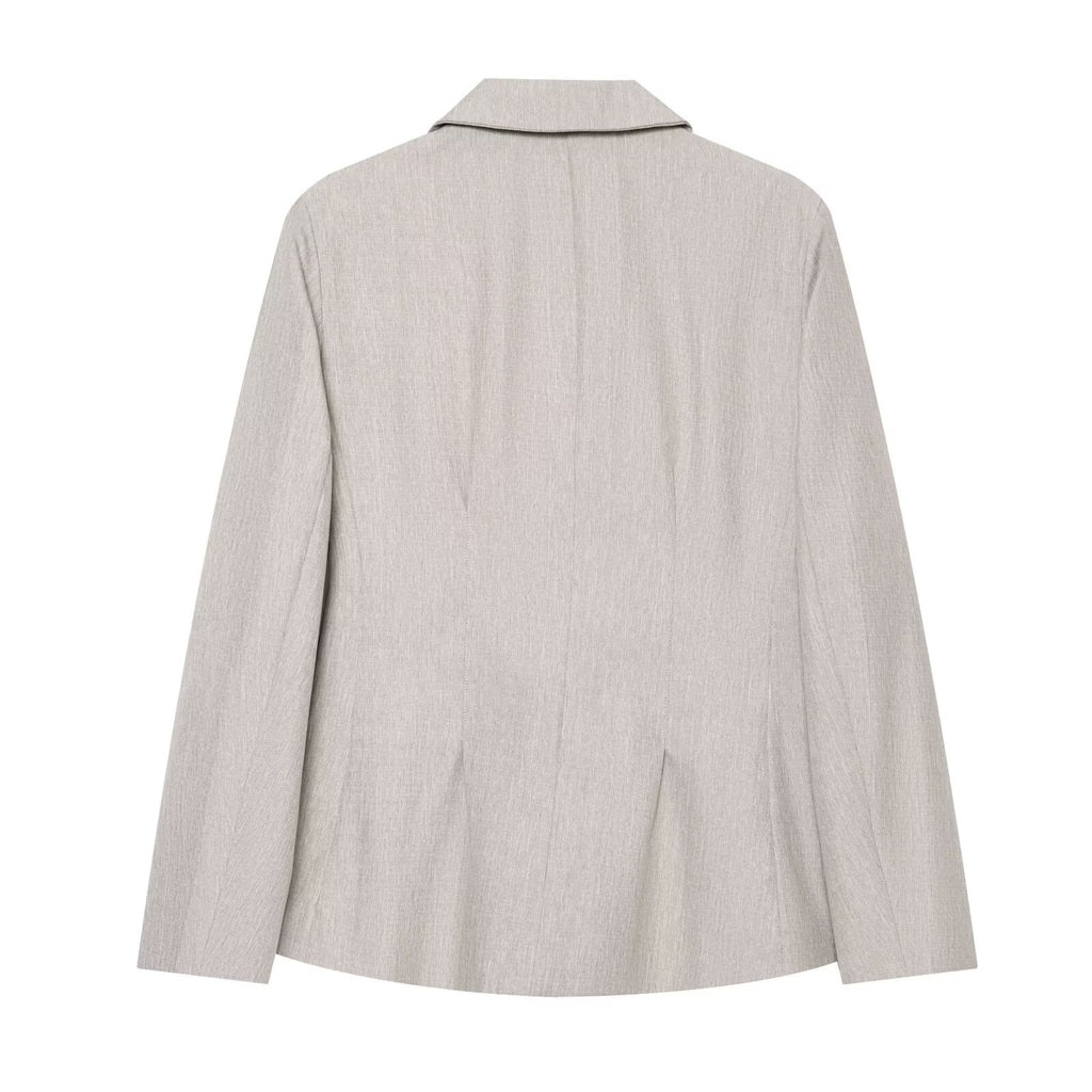 set woman 2 pieces casual linen blend pleated Blazer Coat +Pants