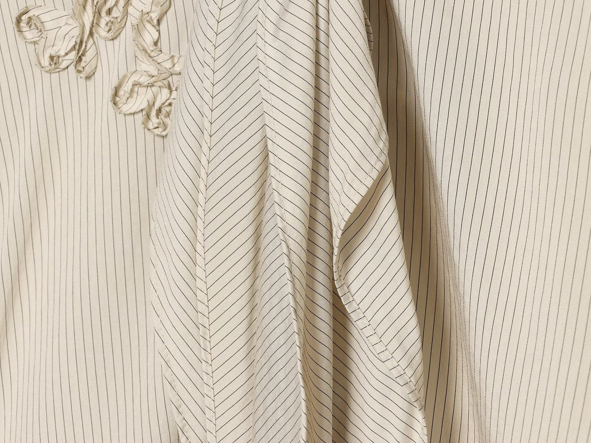 Women's knot decoration casual striped shirt