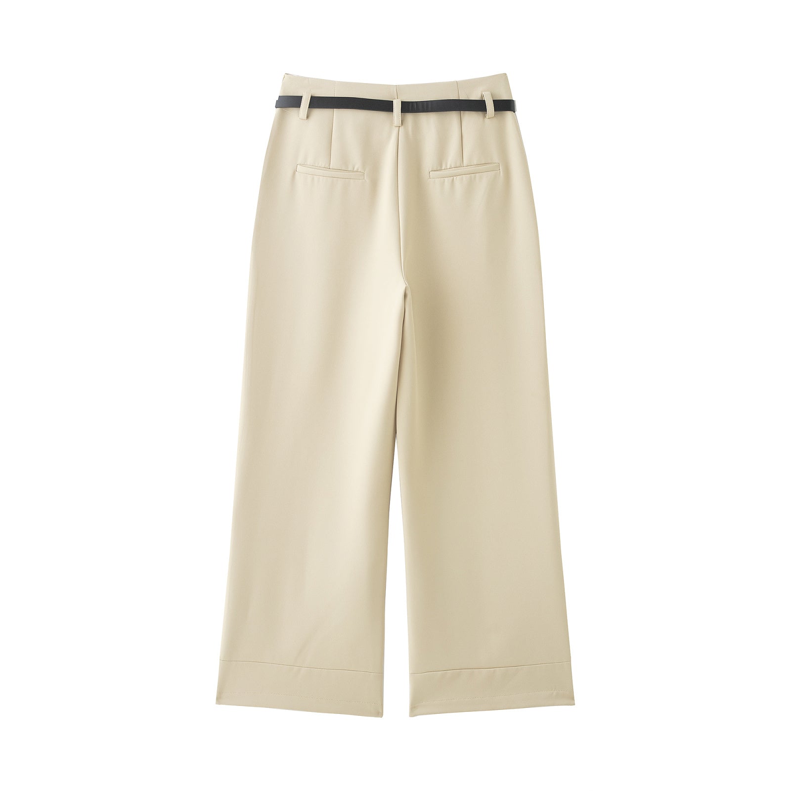 Women's rolled hem design casual With Belt pants