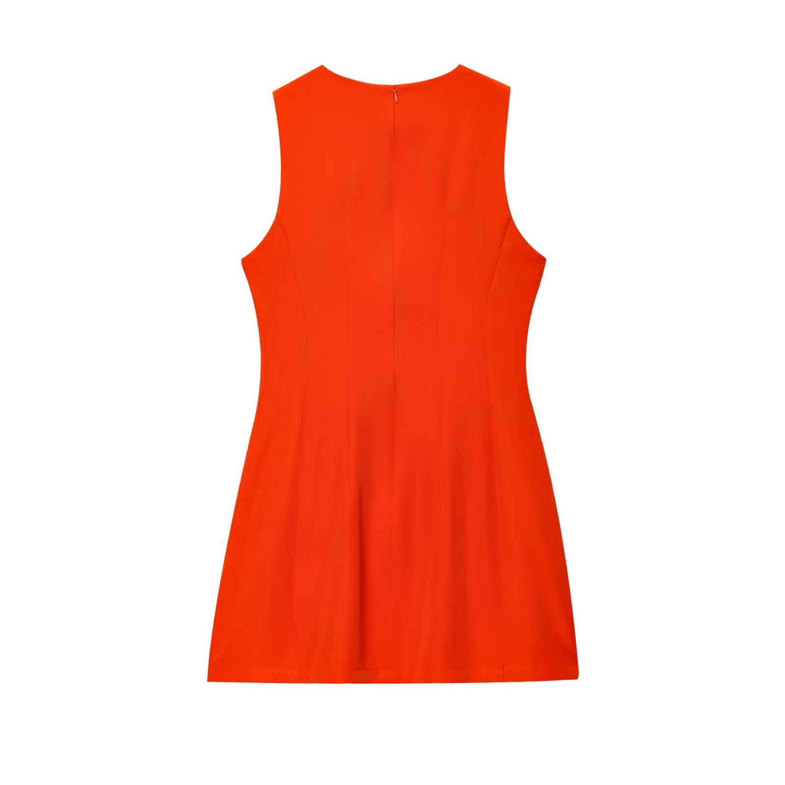 Women's O Neck fluffy sleeveless mini dress