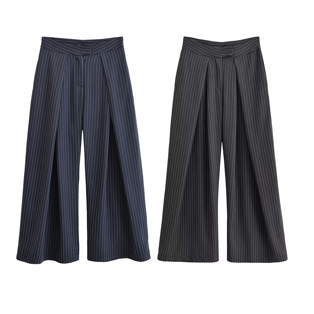 Women's casual striped wide leg pants
