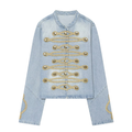 Women's button decoration short denim Coat