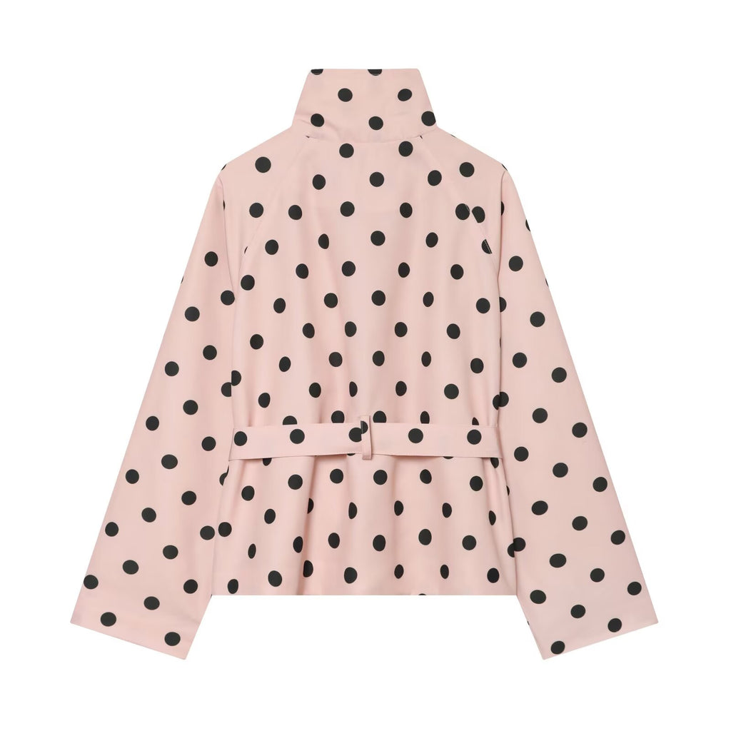 Women's standing collar polka dot windbreaker Coat