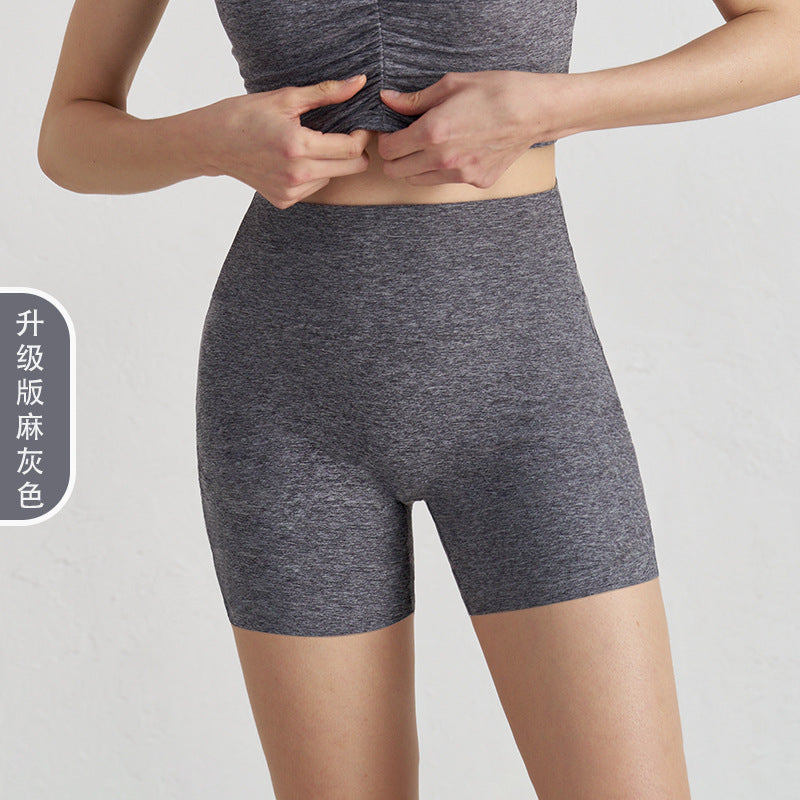 LU women's new nude new double-sided grinding pants yoga pants high waist hip peach shorts fitness pants