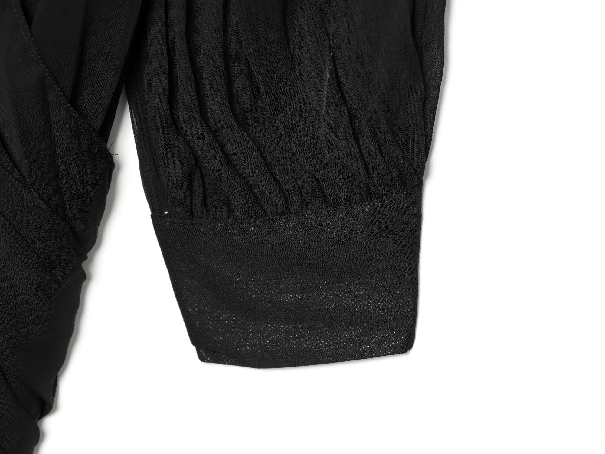 Women's long sleeved drape pleated mini dress