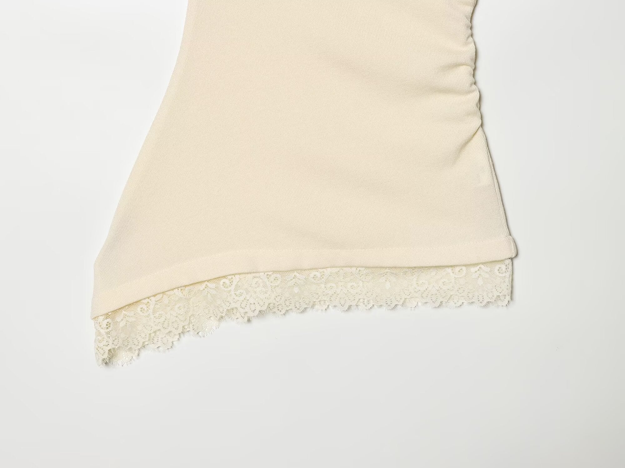 Women's pleated lace asymmetrical top