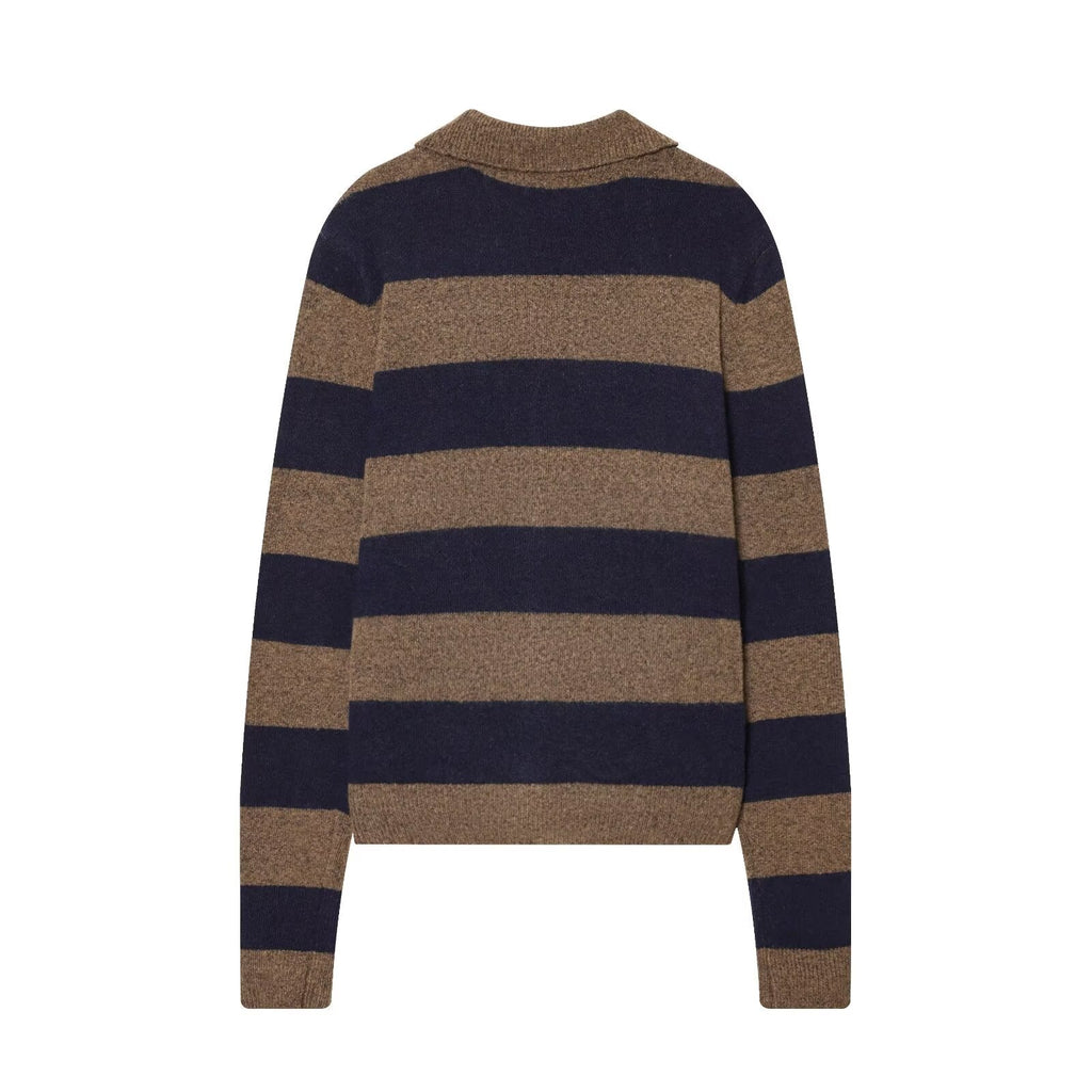Women's comfortable Lapel striped knitted Coat