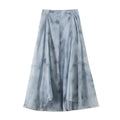 Women's ruffled hem draped printed MIDI skirt