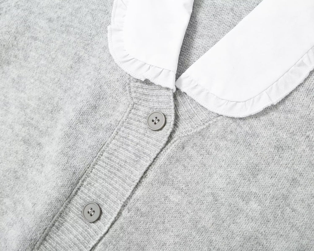 Women's doll collar breasted knitted cardigan