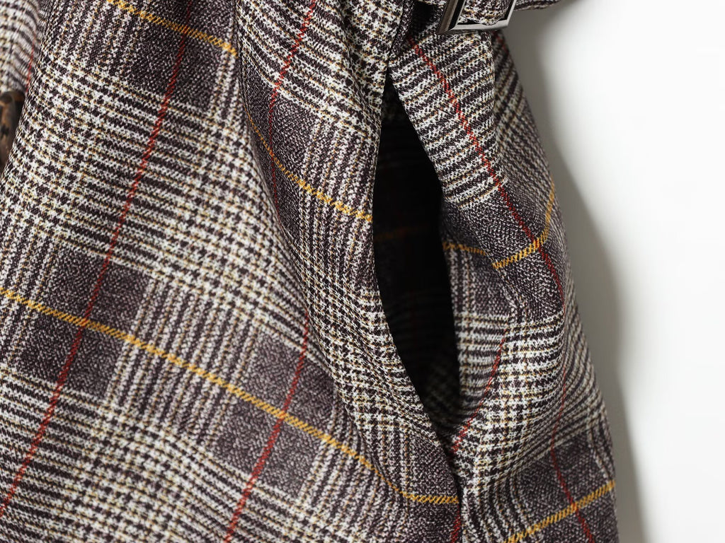 Women's straps decorative checkered Blazer Coat