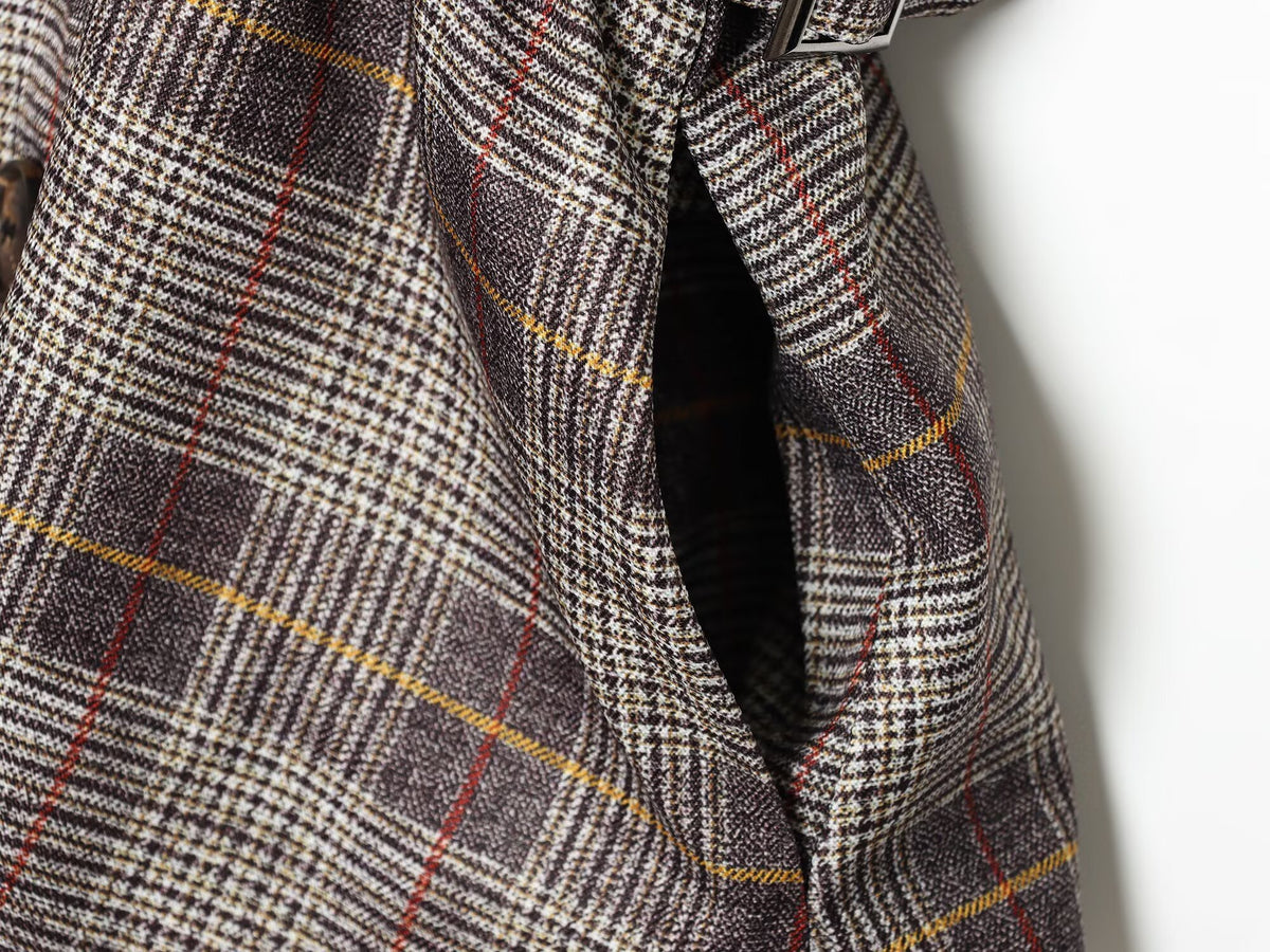 Women's straps decorative checkered Blazer Coat
