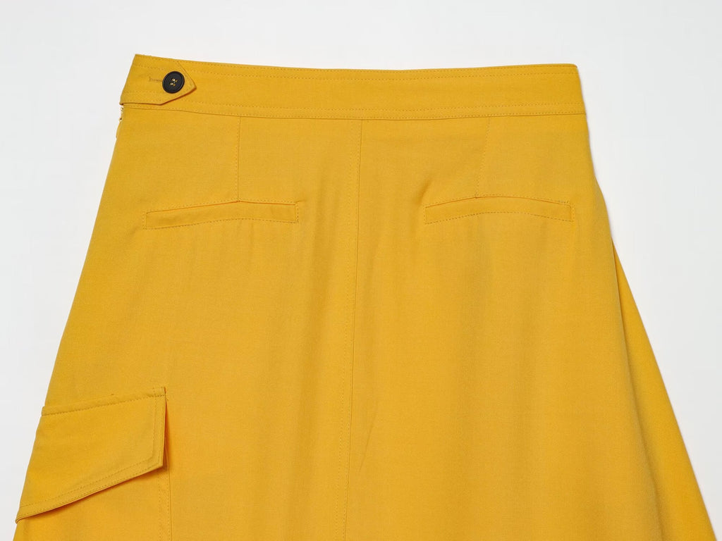Women's pocket decoration casual MIDI skirt