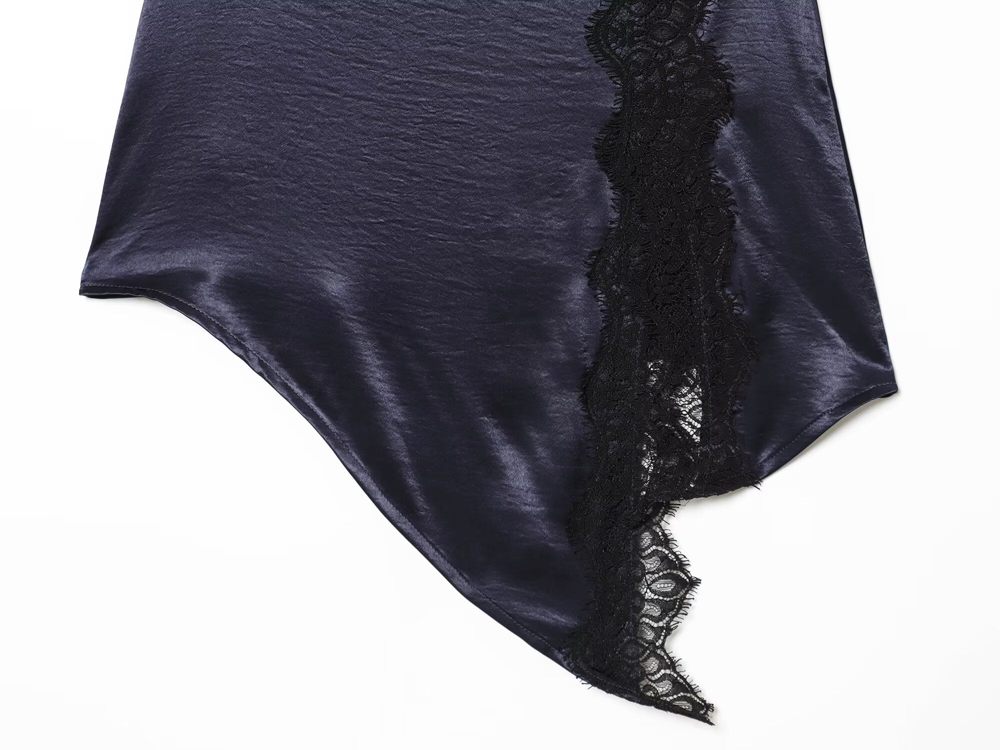 Women's satin textured patchwork lace mini skirt