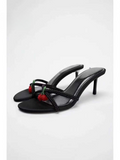 New arrival women's high heels, 2026 style, cherry pendant embellished stiletto open-toe shoes.