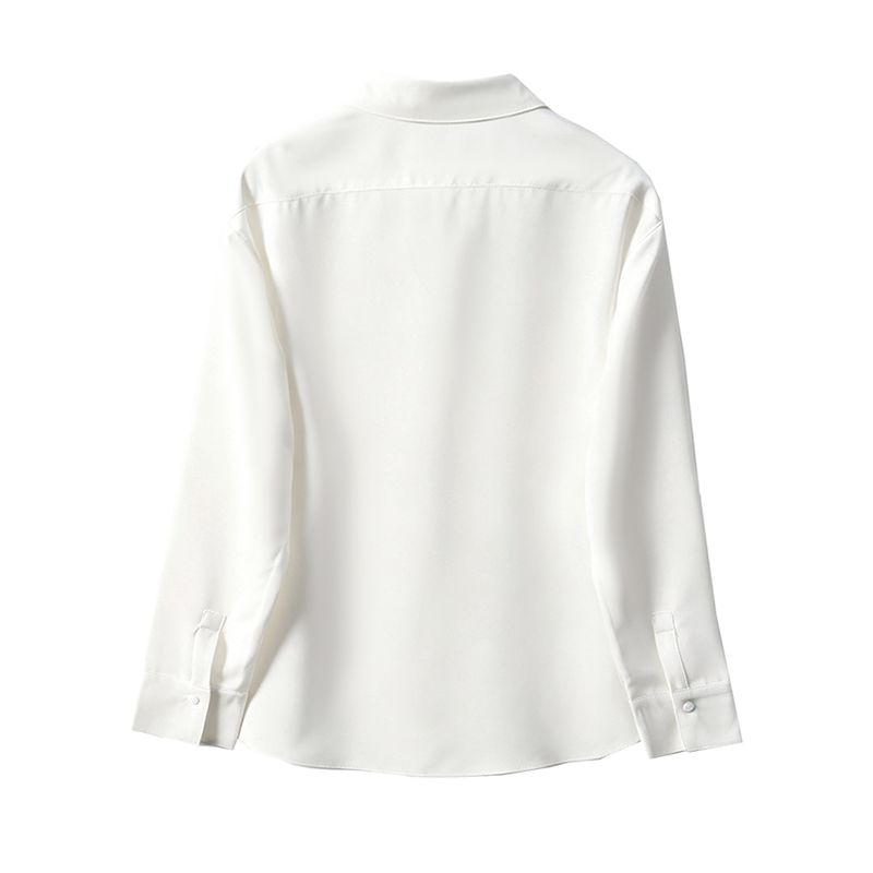 Women's loose satin textured long sleeved shirt