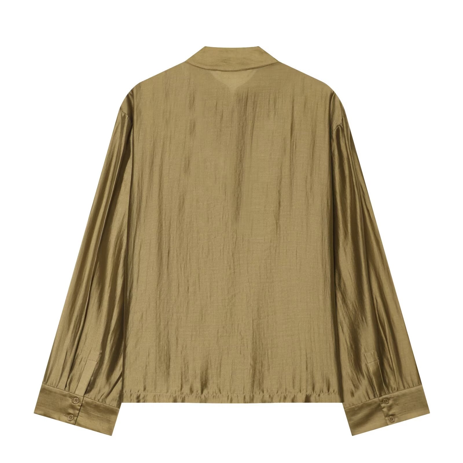 Women's rope knot decoration casual satin shirt