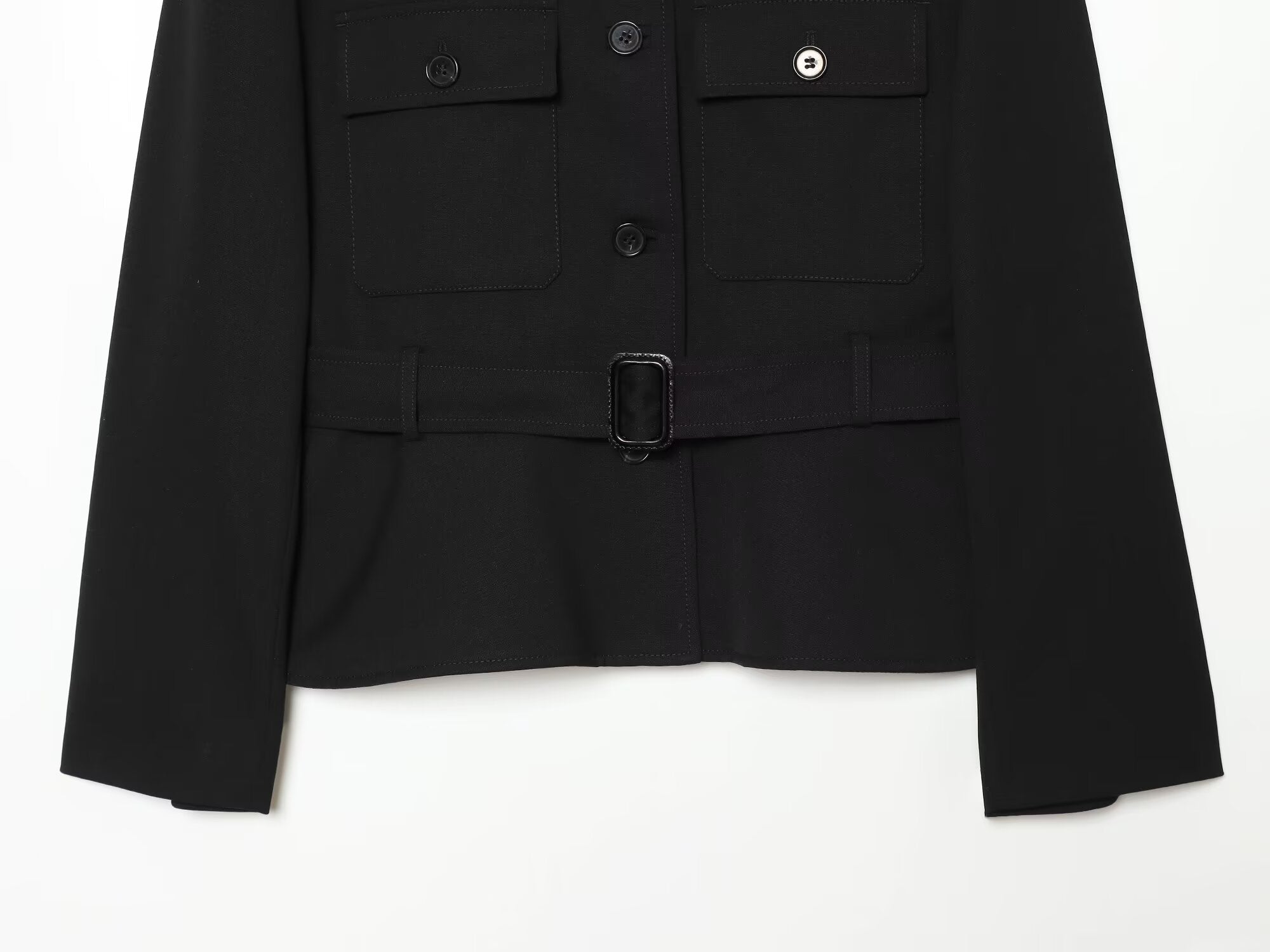Women's With Belt round neck buckle jacket